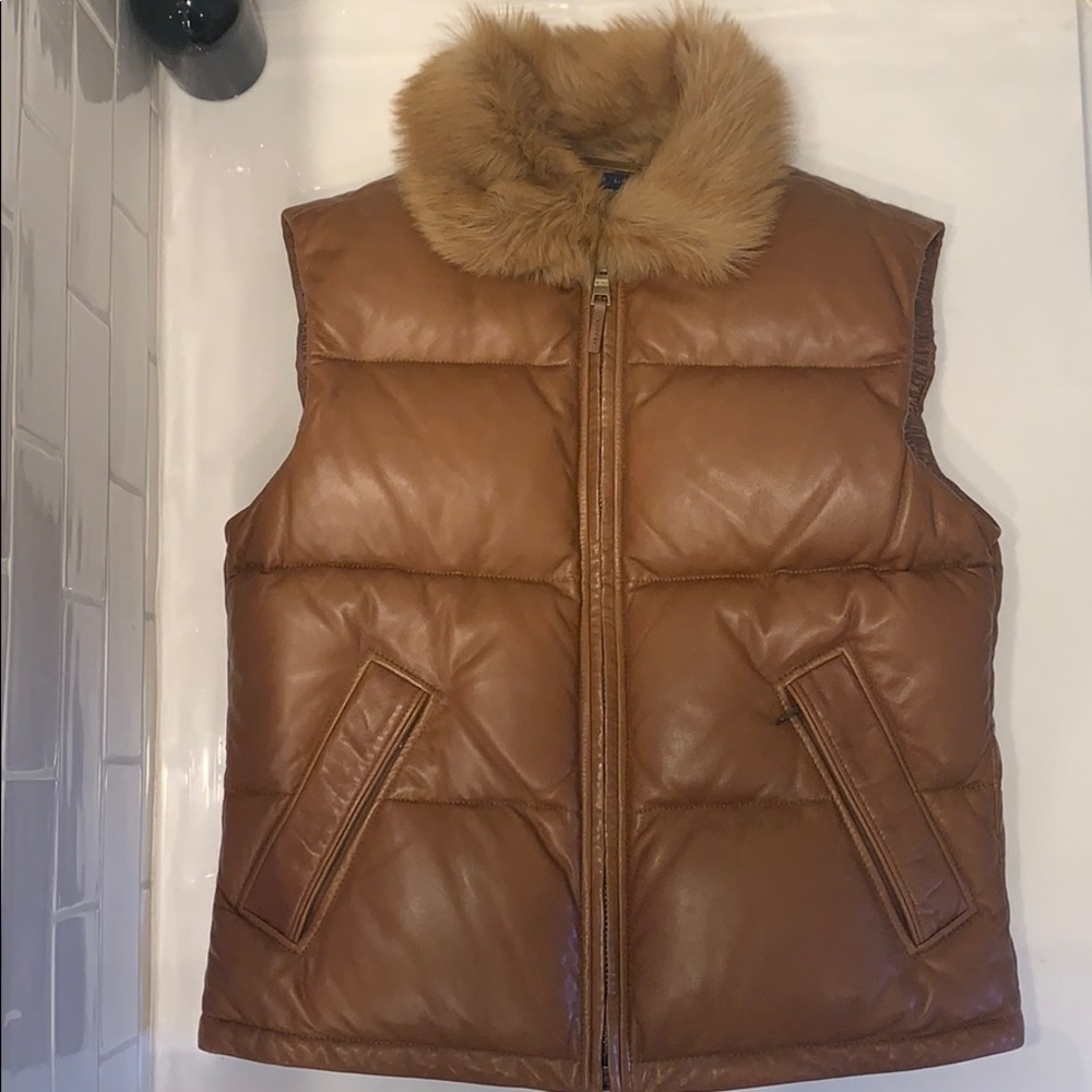 Ralph Lauren Brown Lambskin Down Vest